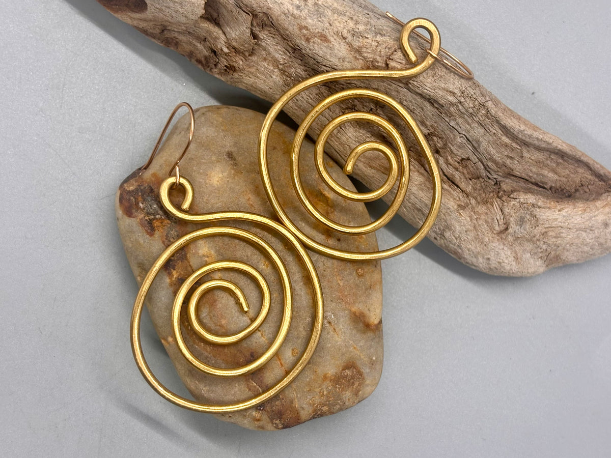 Brass Swirl Earrings