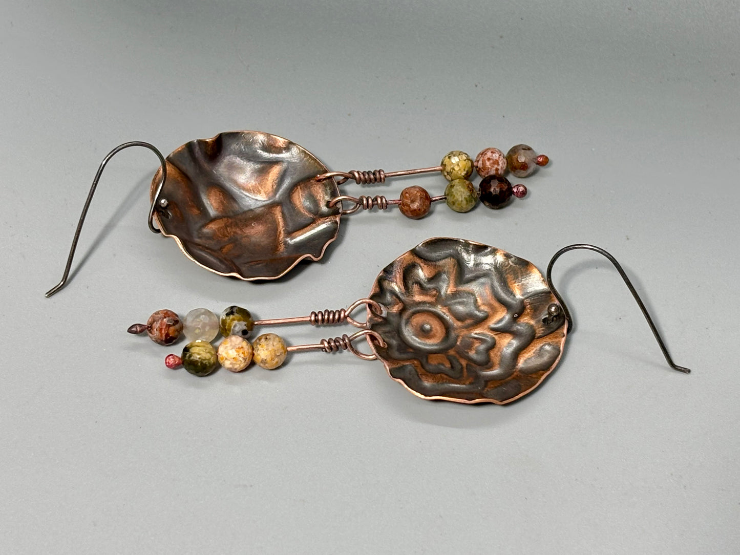 Bohemian Floral Disk Dangle Beaded Earrings # 3