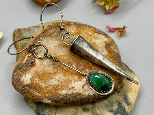 Emerald Cone Drop Earrings