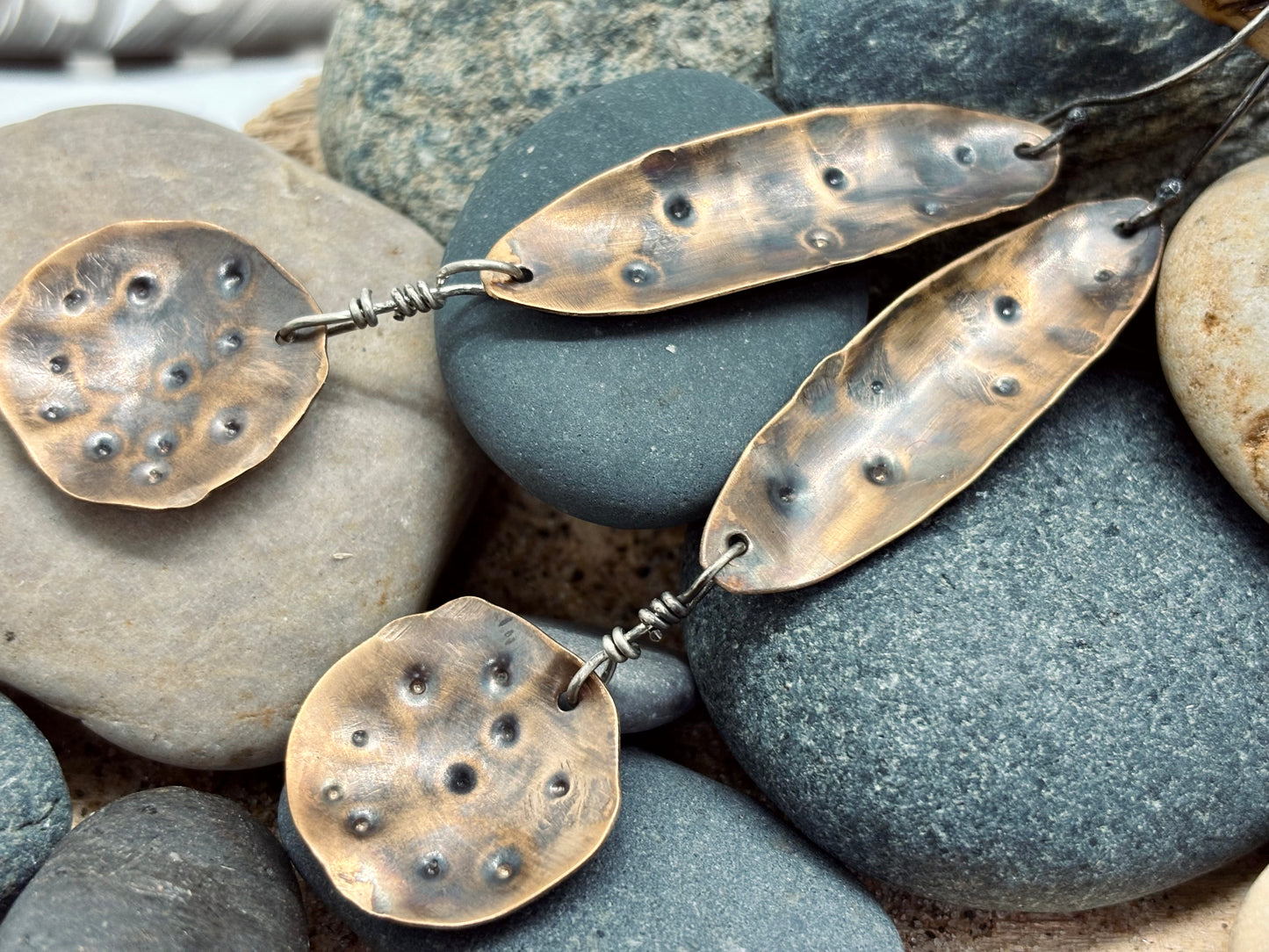 Metal Formed Forged Stamped Dangling Earrings # 4