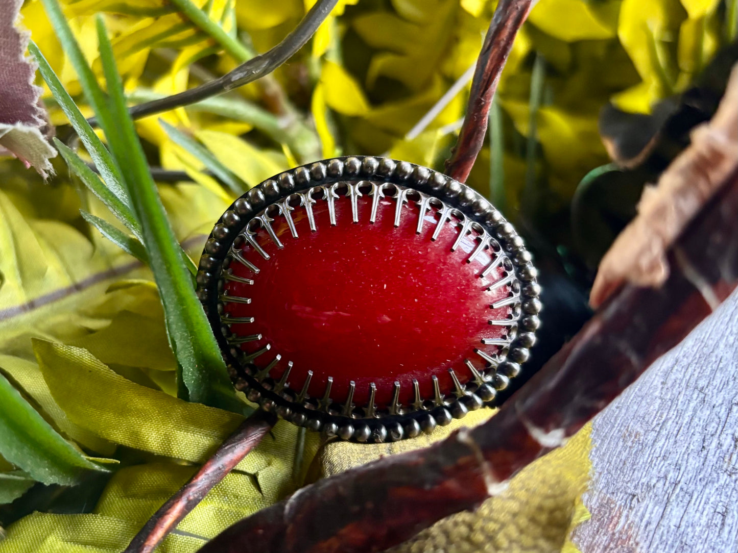 Natural Red Jasper dyed Sterling Silver Custom sized ring