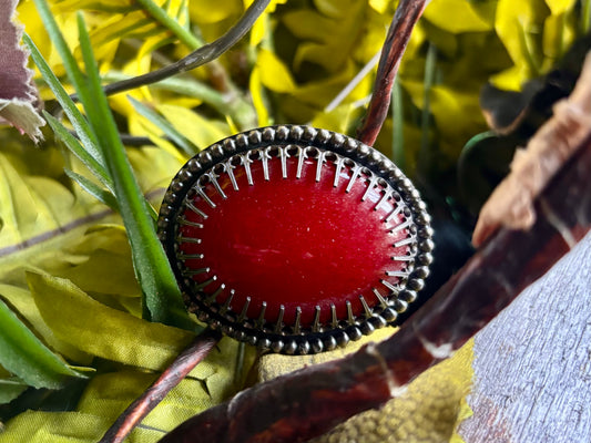 Natural Red Jasper dyed Sterling Silver Custom sized ring