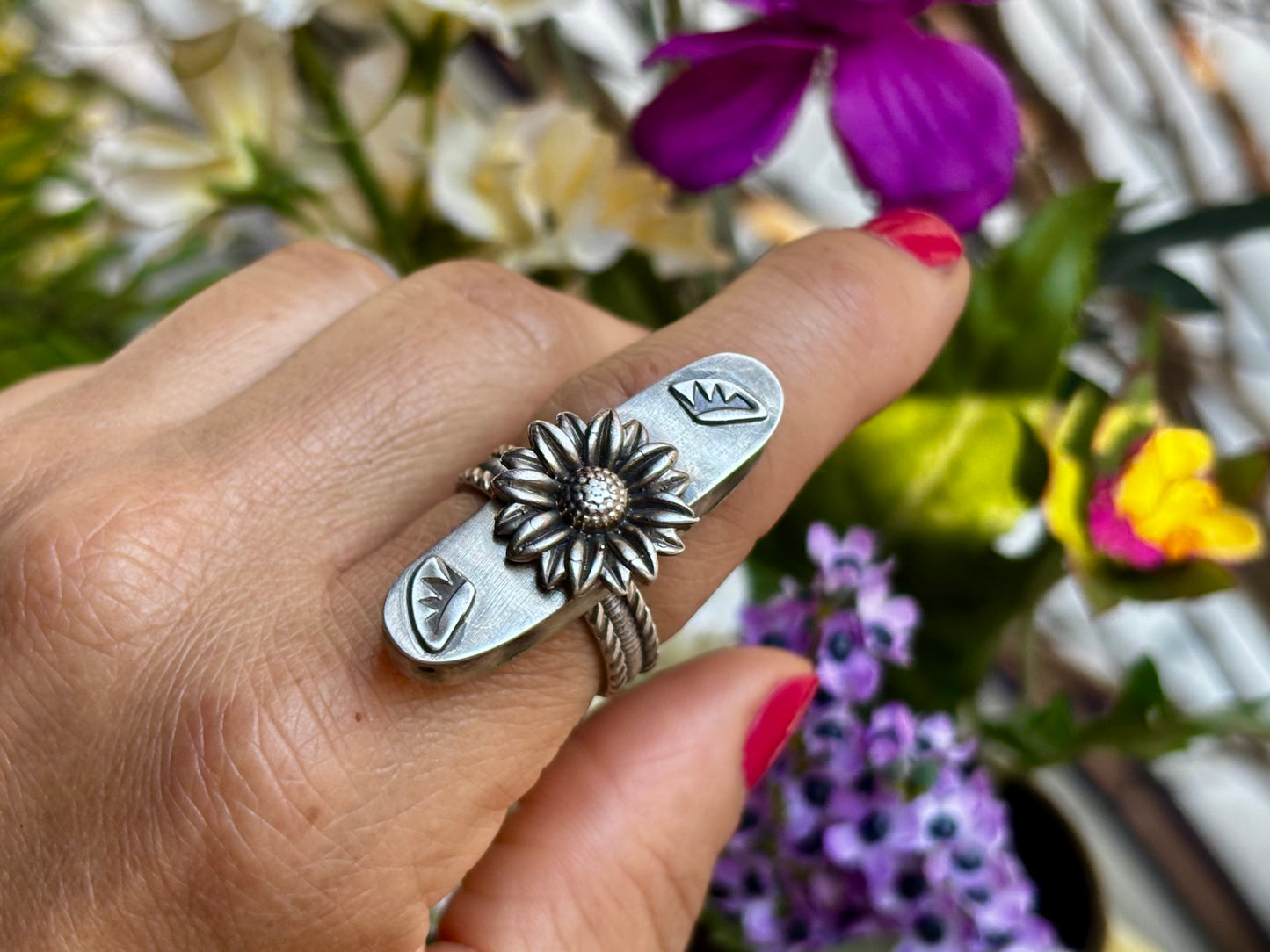 Sterling Silver Hollow Box Form Shaker Adjustable Ring # 2