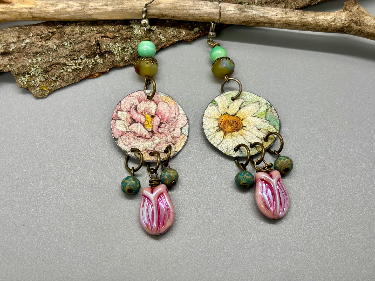 Poppy Daisy Tulip Dangle Earrings