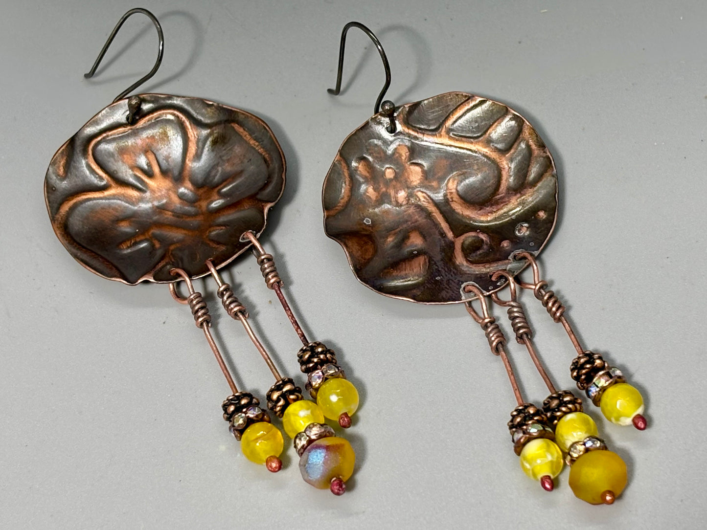 Bohemian Floral Disk Dangle Beaded Earrings # 4