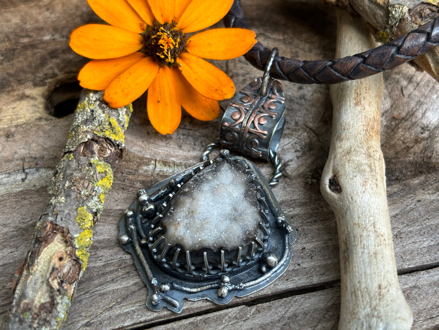 Dreamy White Druzy Choker Necklace