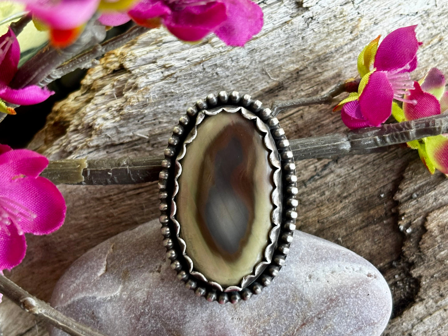 Sterling Silver Imperial Jasper Adjustable Ring