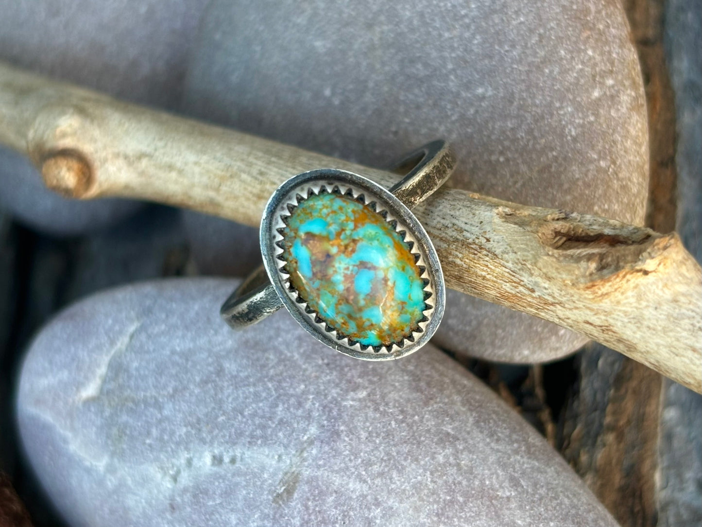 Turquoise Mountain Sterling Stacker Ring (1 piece) Sz. 8