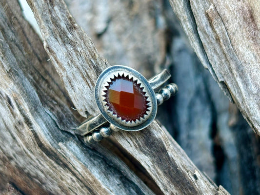 Faceted Carnelian Stacker Ring (Sz. 7.5)