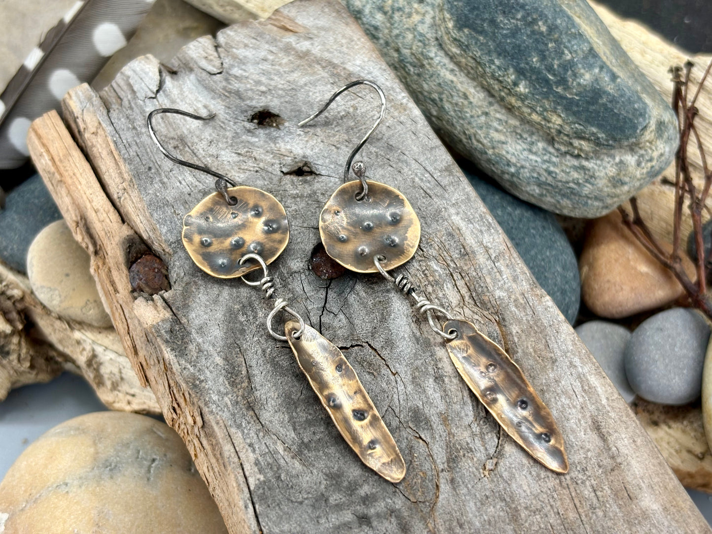 Metal Formed Forged Stamped Dangling Earrings
# 6