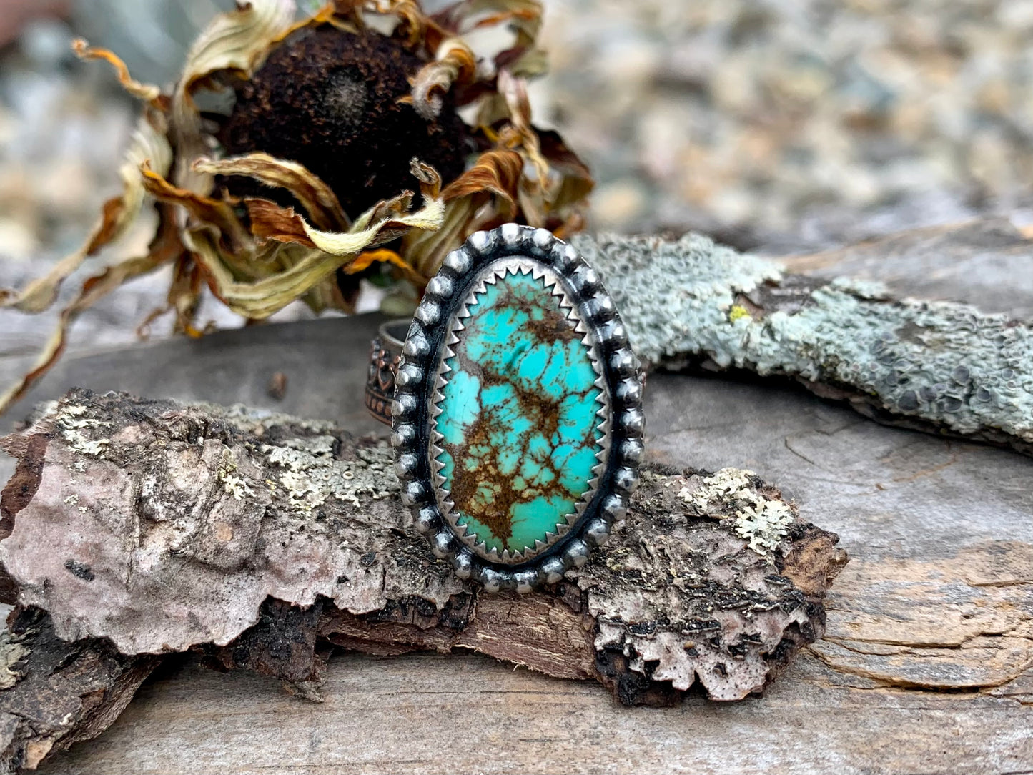 Sterling Silver Copper Hubei Turquoise Ring (F)