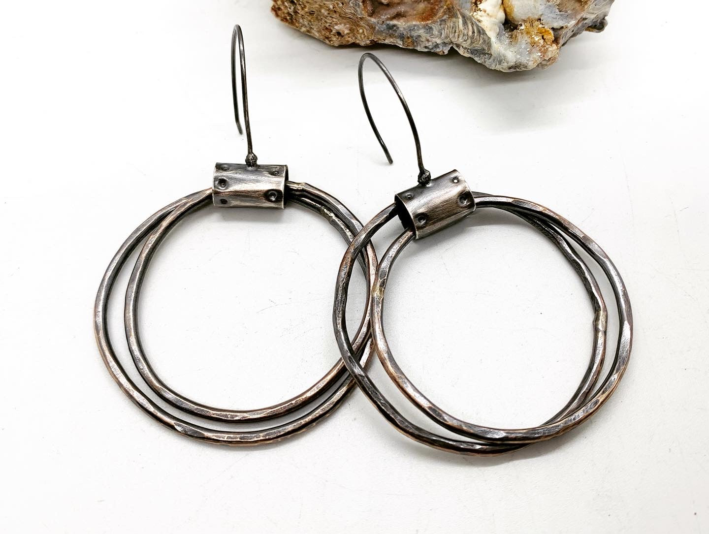 Oxidized Bronze Sterling Silver Hoops # 1