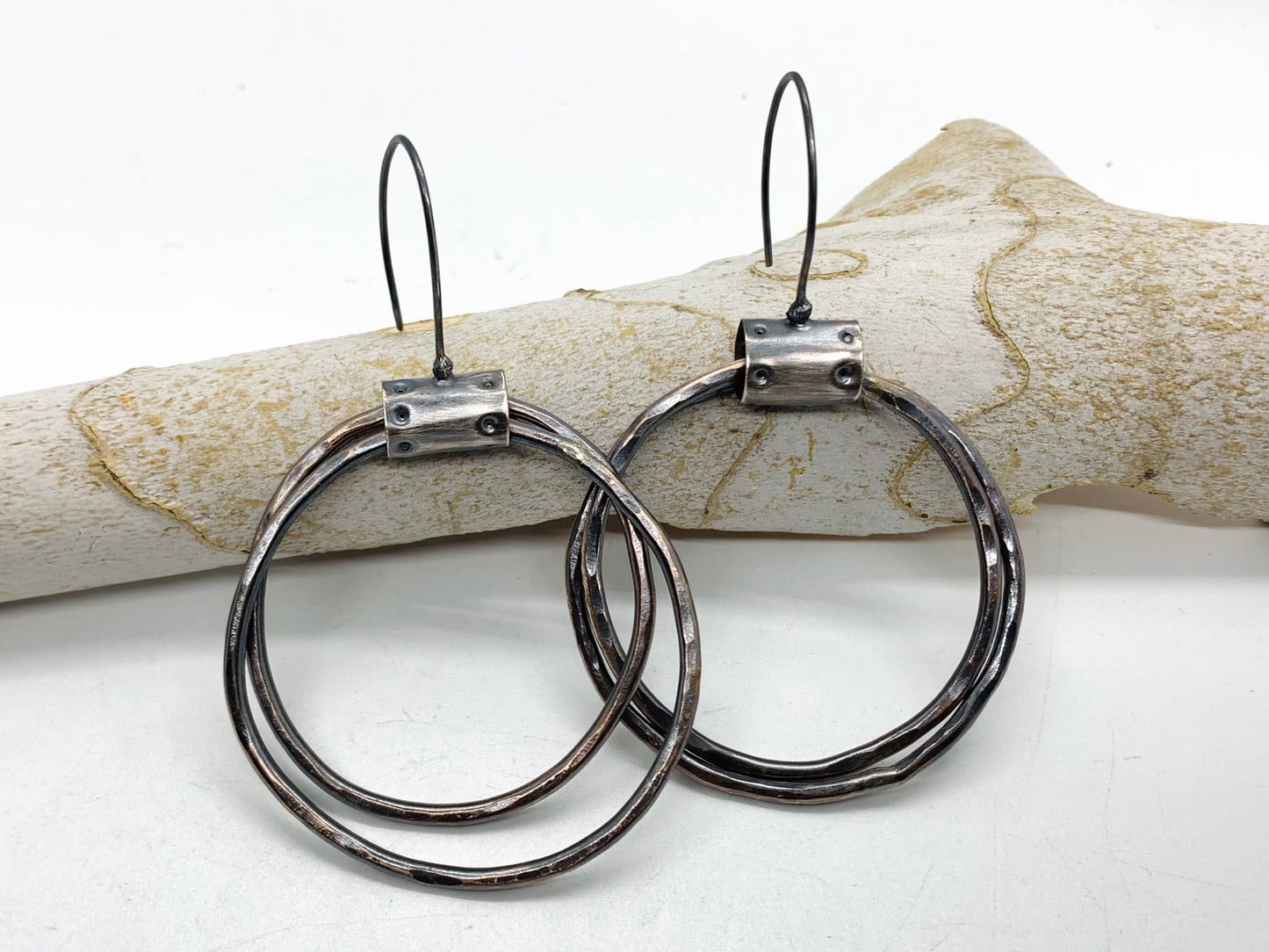 Oxidized Bronze Sterling Silver Hoops # 1