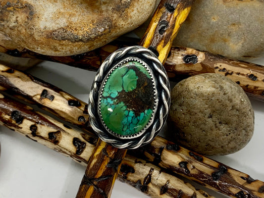 Sterling Silver Hubei Turquoise adjustable Ring # G