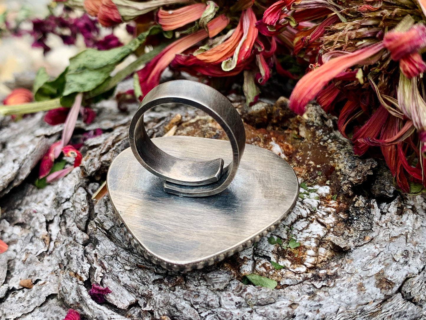 Sterling Silver Black Obsidian Heart Ring #1