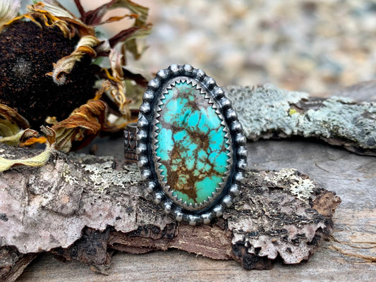 Sterling Silver Copper Hubei Turquoise Ring (F)