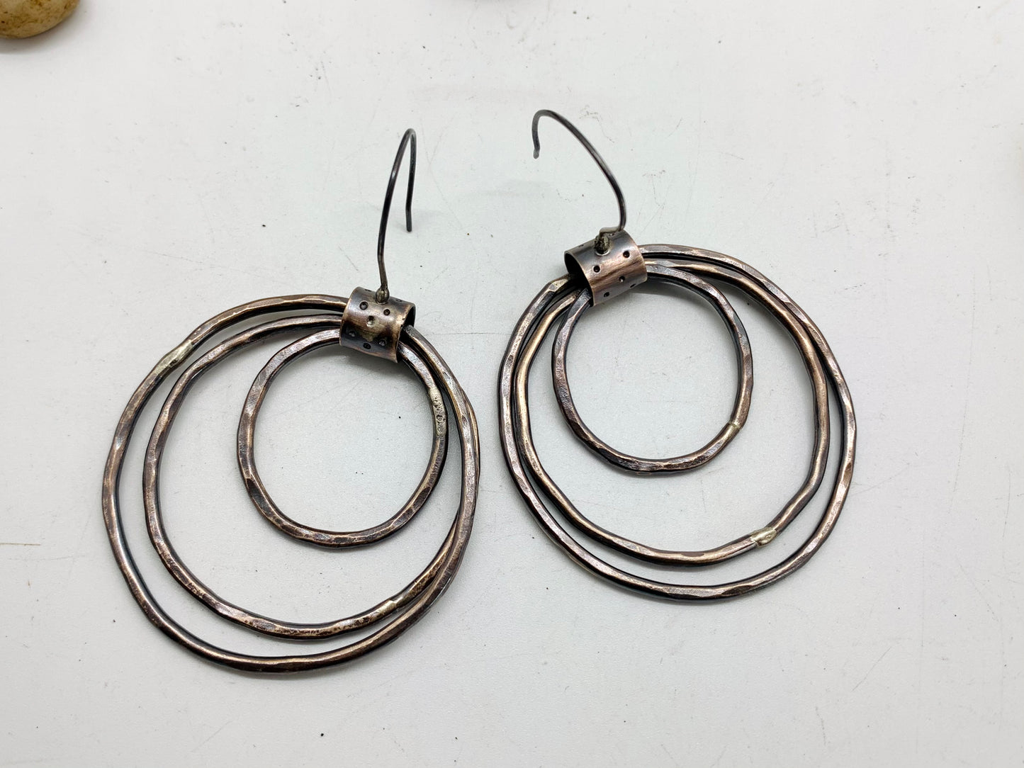 Oxidized Bronze Triple Hoop Earrings