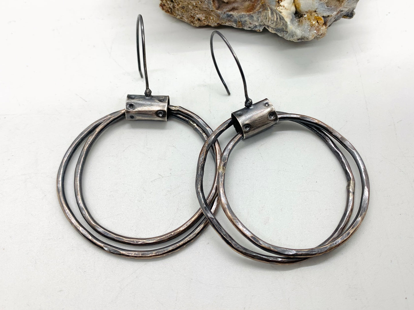 Oxidized Bronze Sterling Silver Hoops # 1