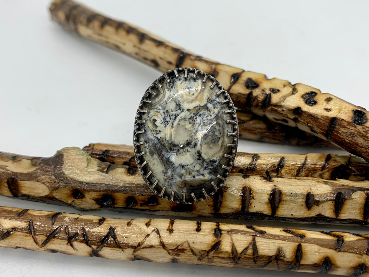 Sterling Silver Crazy Lace Agate Adjustable Ring