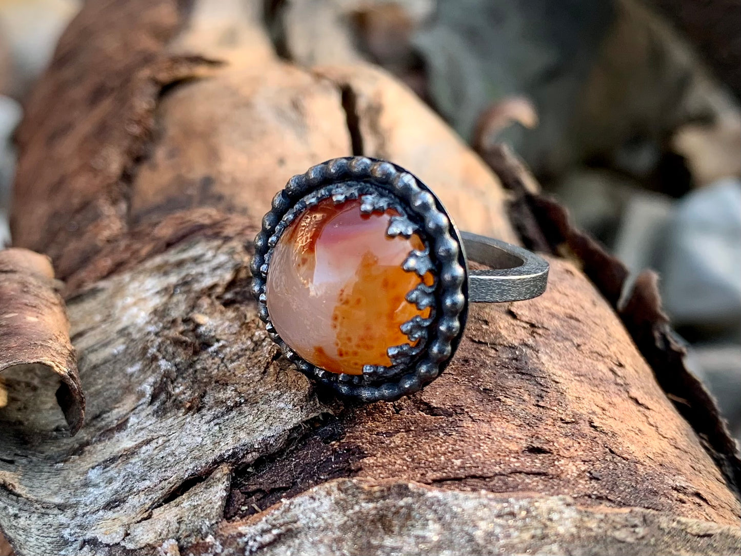 Carnelian Sterling Stacker Ring (1 pc.) Sz. 7