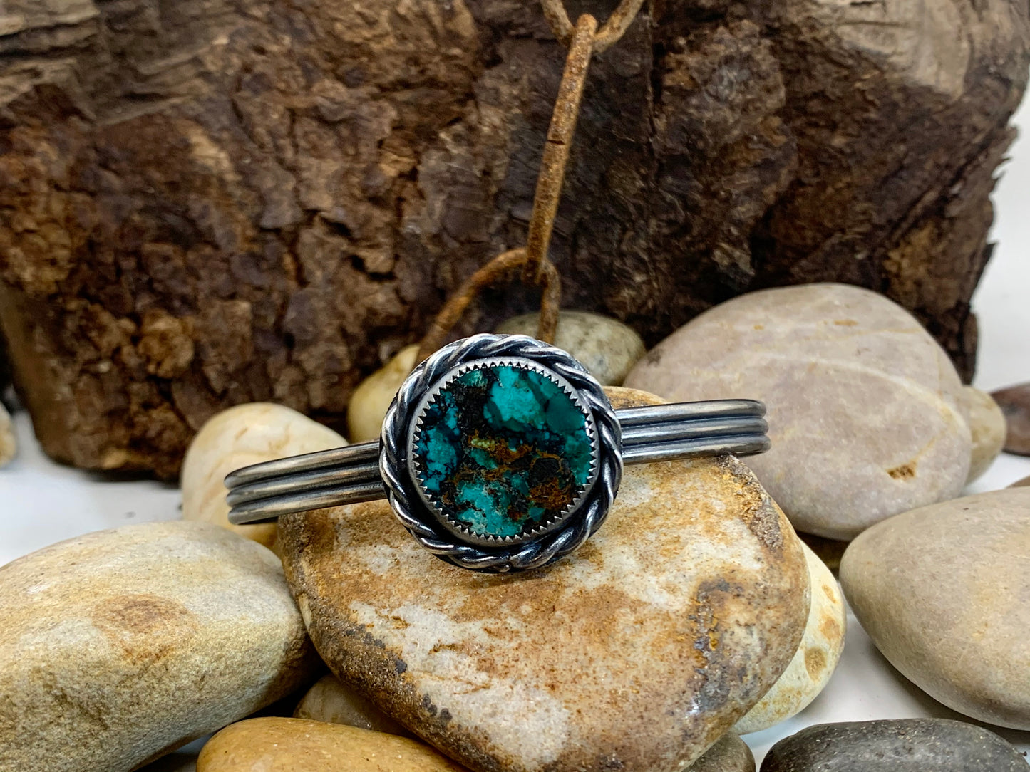 Sterling Silver Hubei Turquoise Open Cuff Style Bracelet # 6
