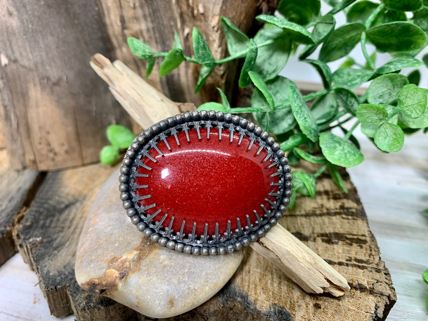 Natural Red Jasper dyed Sterling Silver Custom sized ring