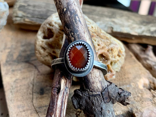 Faceted Carnelian Stacker Ring (Sz. 7.5)
