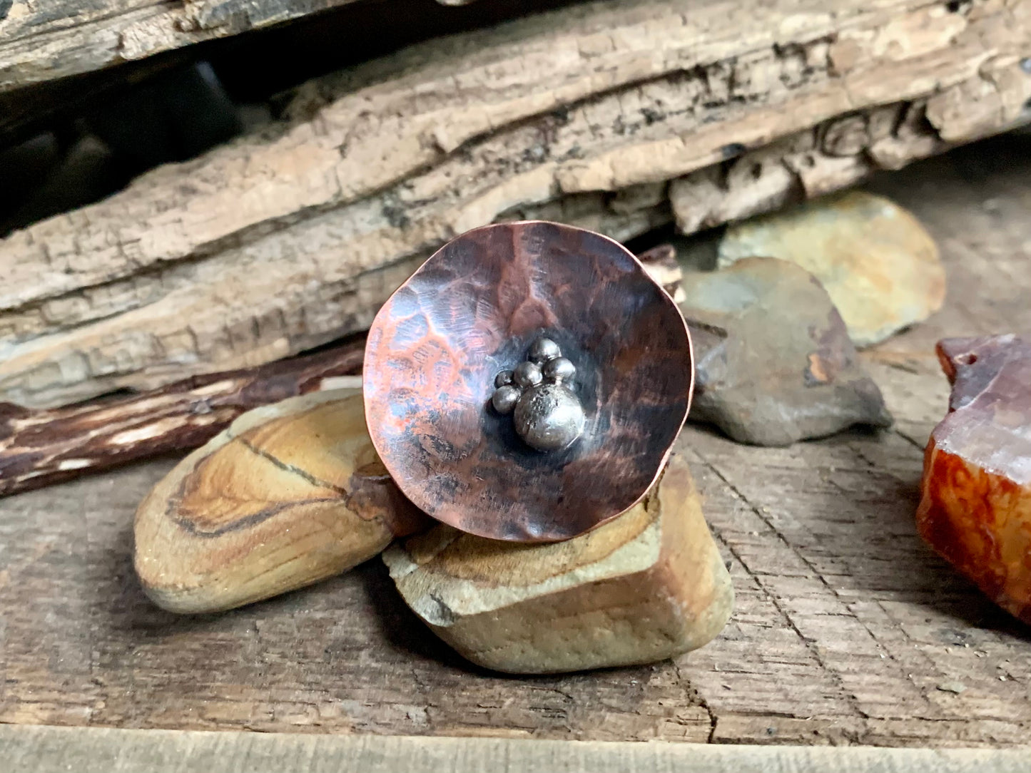 Disc Ring Copper and Sterling Silver B