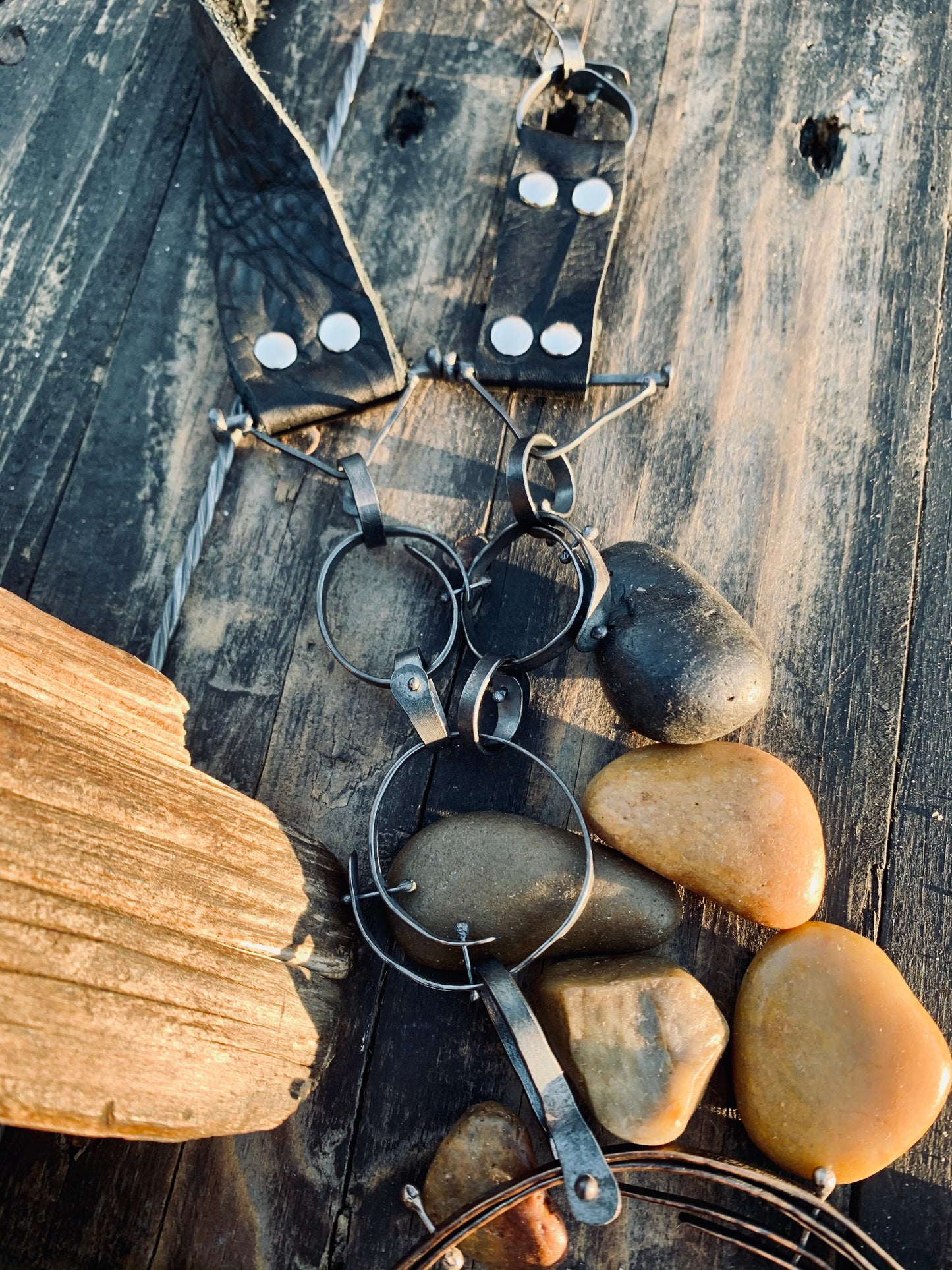 Sterling Silver Bronze Amber Raw Citrine Choker