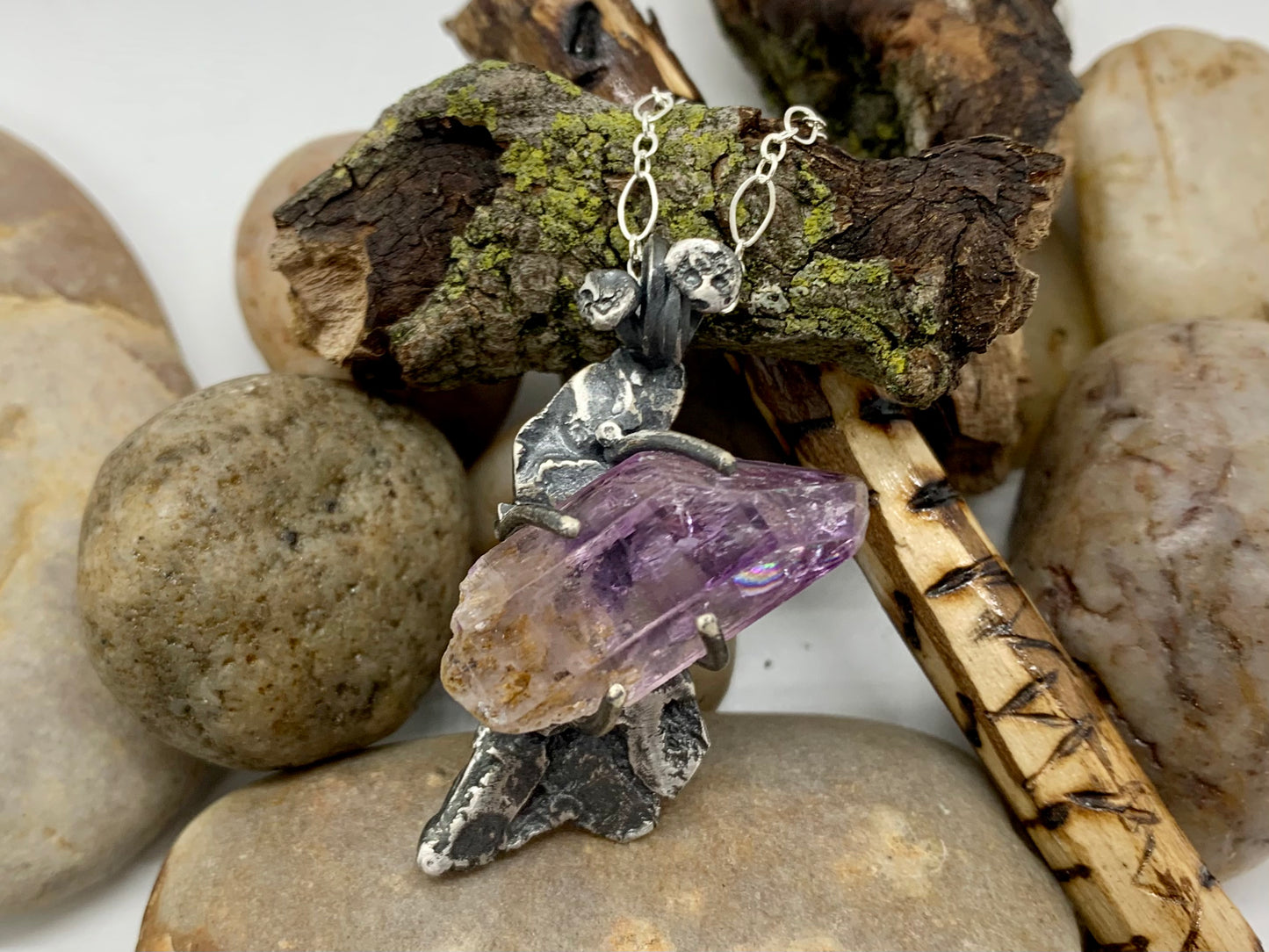 Sterling Silver Amethyst Crystal Treasure Necklace # 6