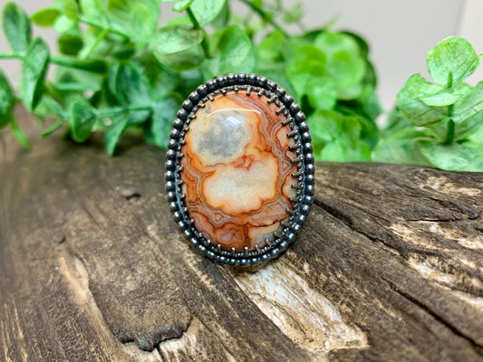 Crazy Lace Agate Sterling Silver Custom size Ring