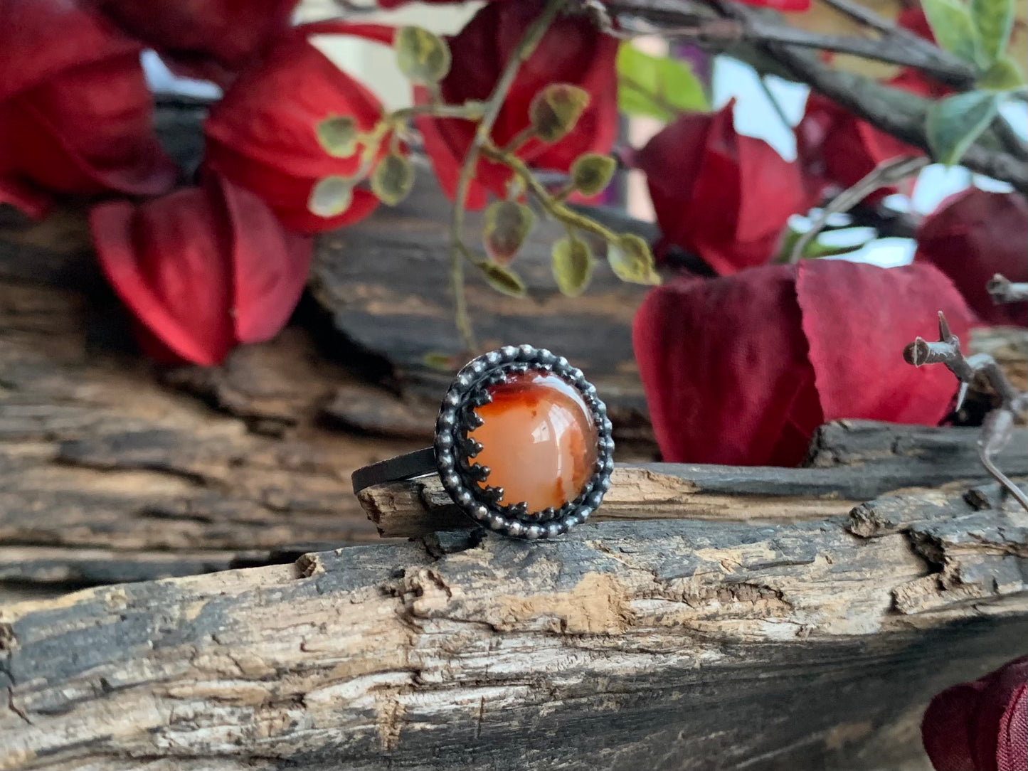 Carnelian Sterling Stacker Ring (1 pc.) Sz. 7