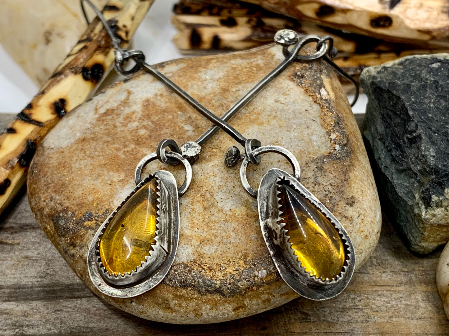 Sterling Silver Amber Earrings