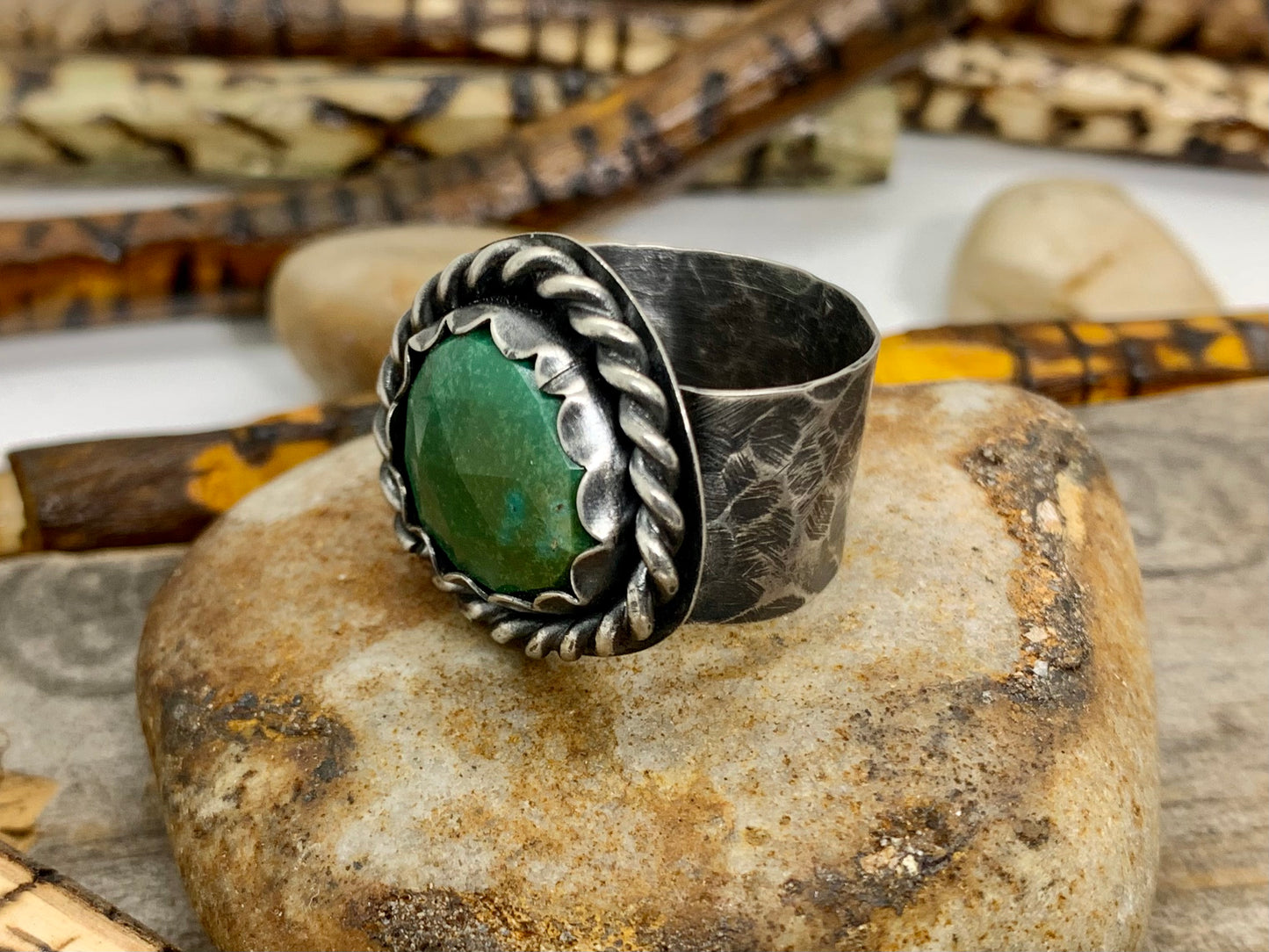 Sterling Silver Hubei Turquoise Adjustable Ring (4)