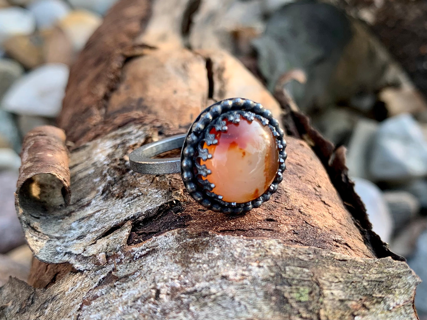 Carnelian Sterling Stacker Ring (1 pc.) Sz. 7