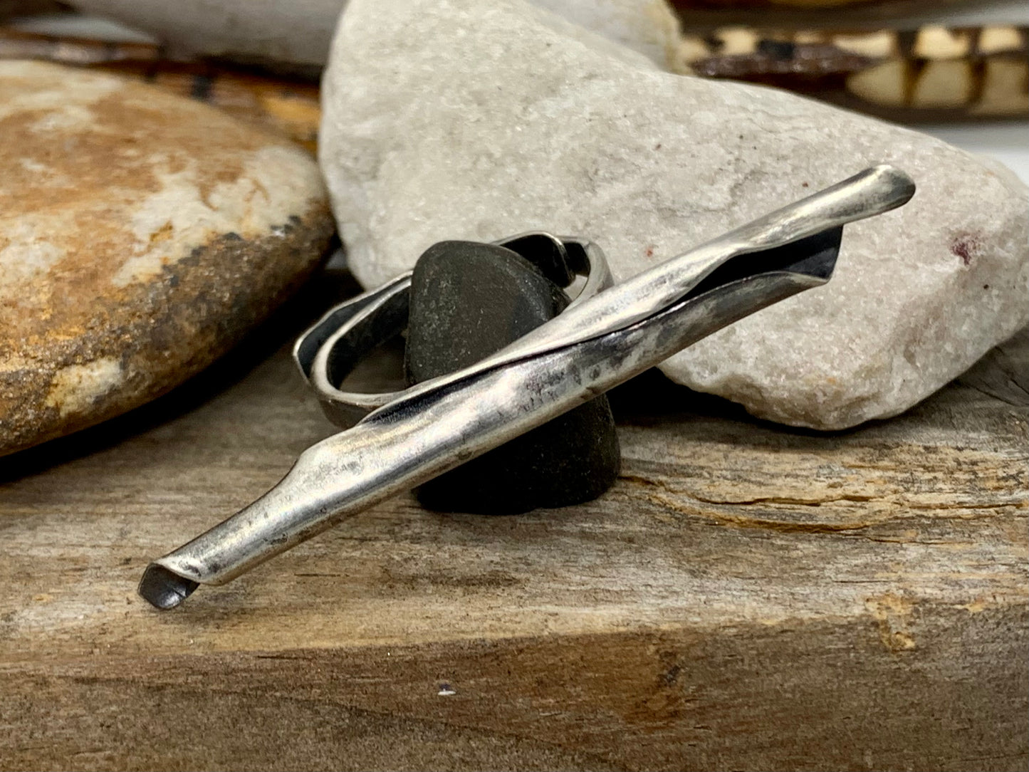 Sterling Silver Metal Formed Adjustable Pod Ring # 2