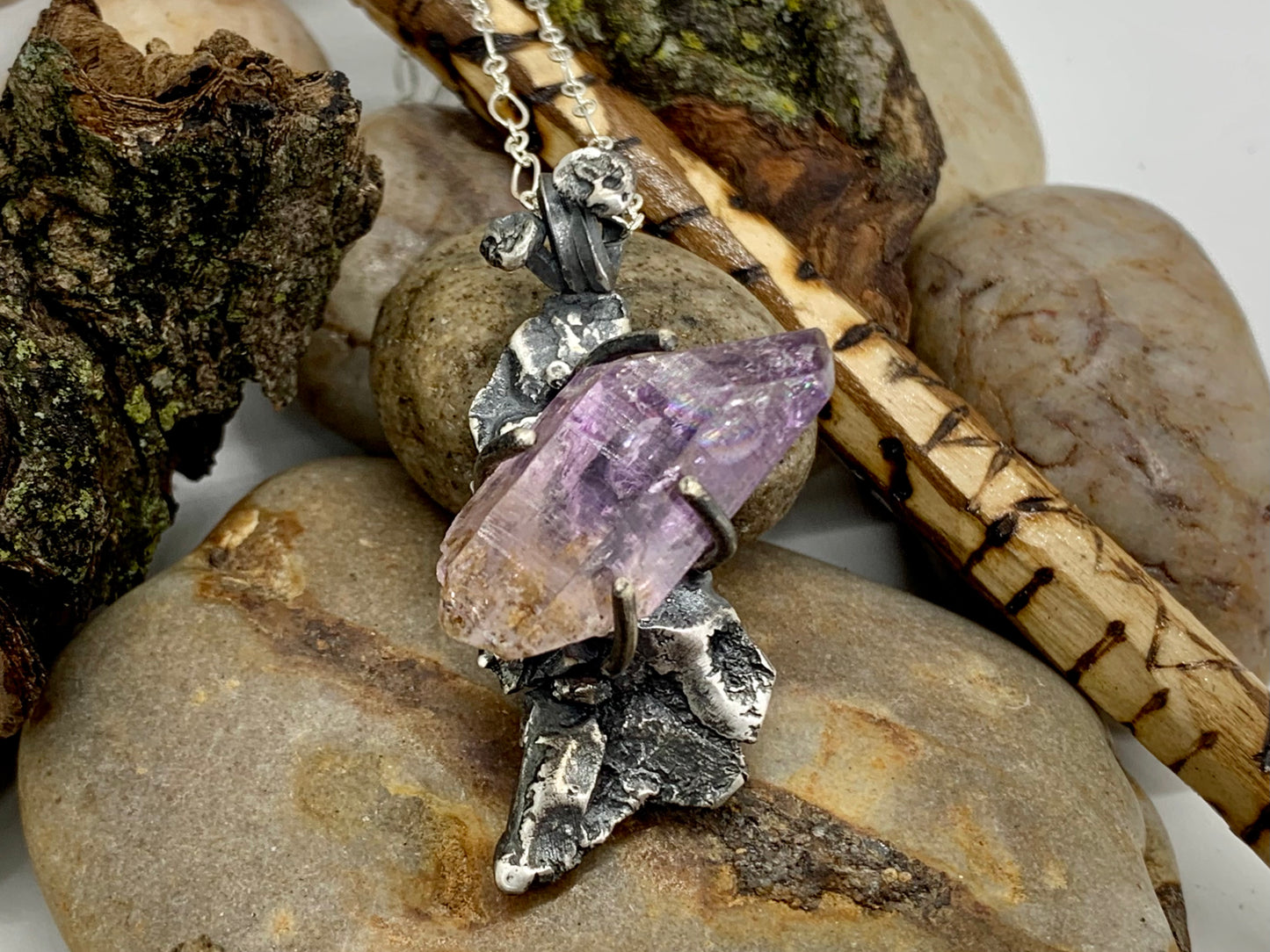 Sterling Silver Amethyst Crystal Treasure Necklace # 6