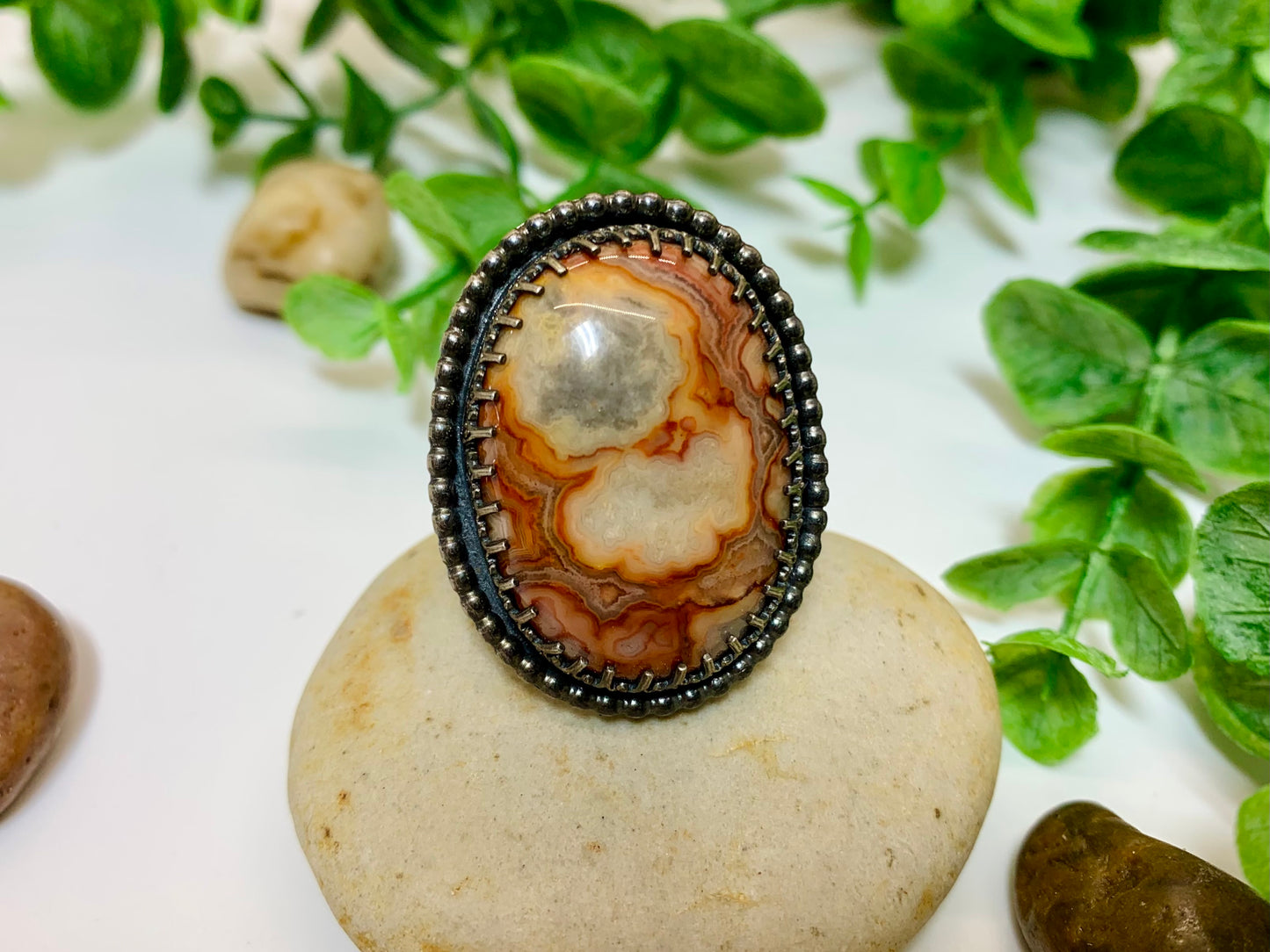 Crazy Lace Agate Sterling Silver Custom size Ring