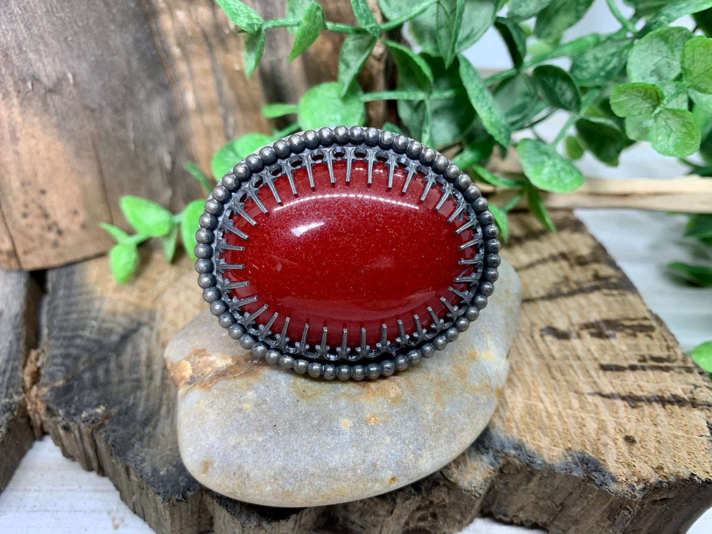 Natural Red Jasper dyed Sterling Silver Custom sized ring