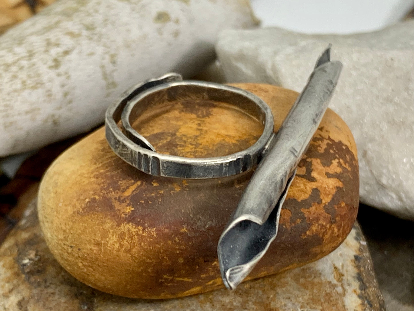 Sterling Silver Metal Formed Adjustable Pod Ring # 2
