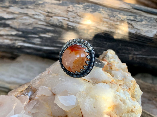 Carnelian Sterling Stacker Ring (1 pc.) Sz. 7