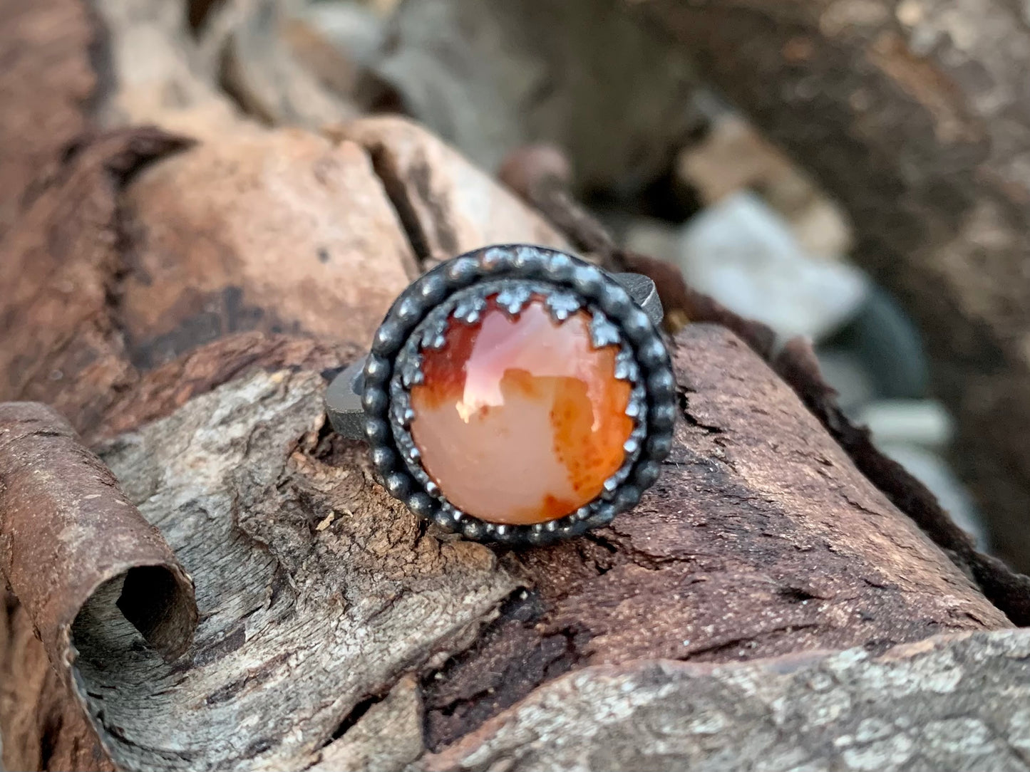 Carnelian Sterling Stacker Ring (1 pc.) Sz. 7