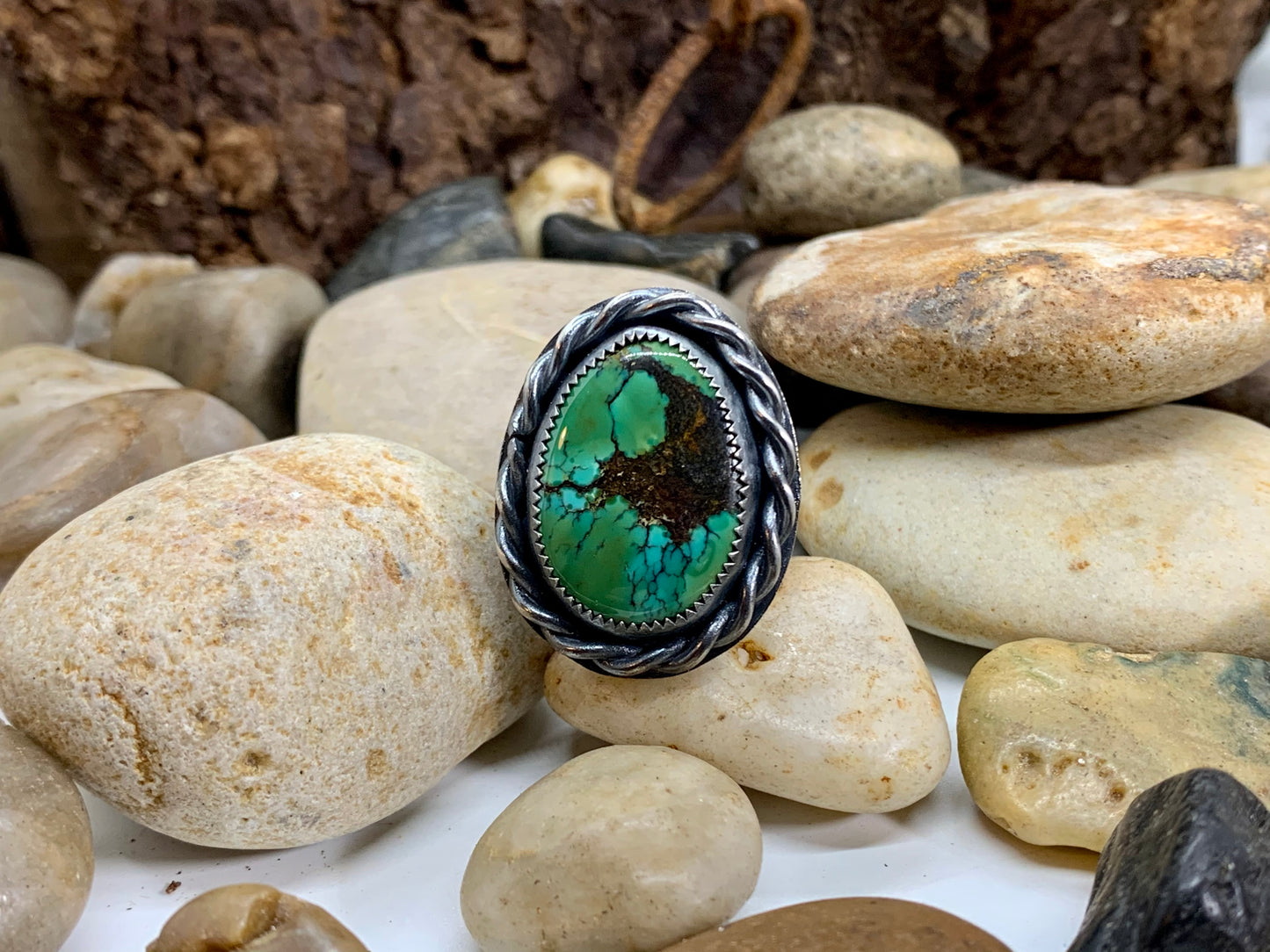 Sterling Silver Hubei Turquoise adjustable Ring # G