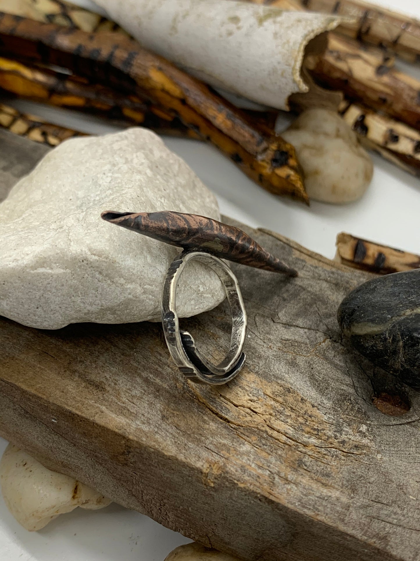 Copper Silver Metal Formed Adjustable Ring