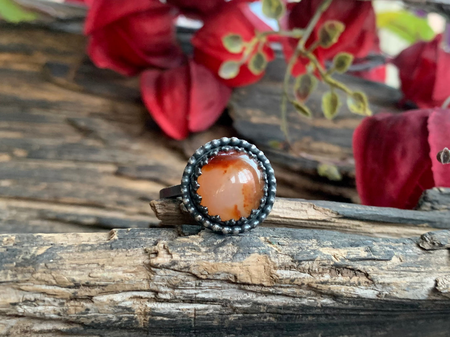 Carnelian Sterling Stacker Ring (1 pc.) Sz. 7