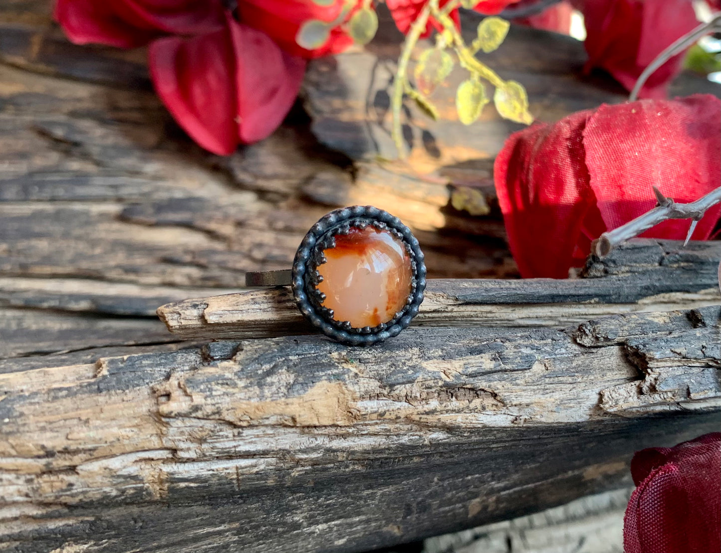 Carnelian Sterling Stacker Ring (1 pc.) Sz. 7