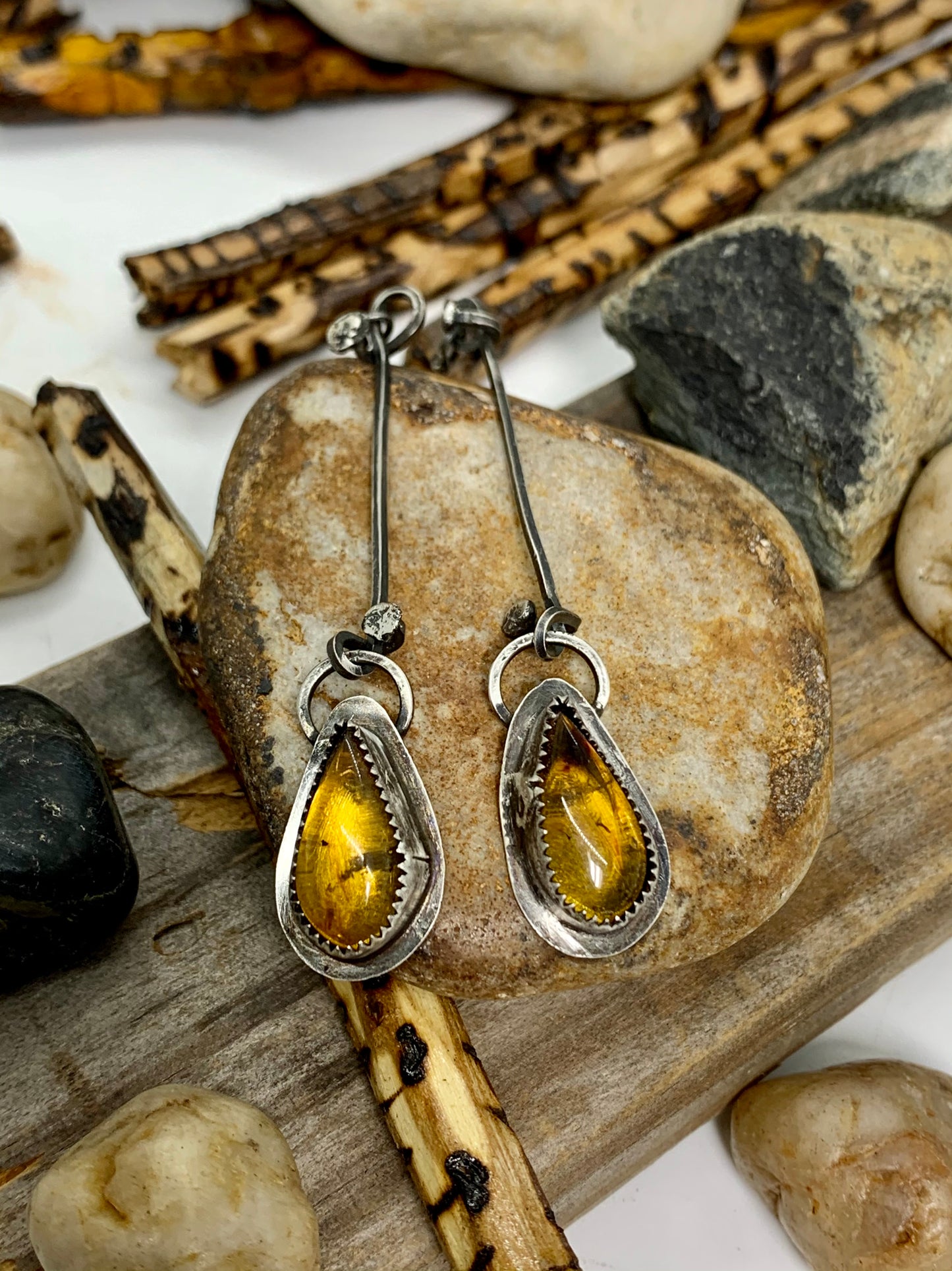 Sterling Silver Amber Earrings