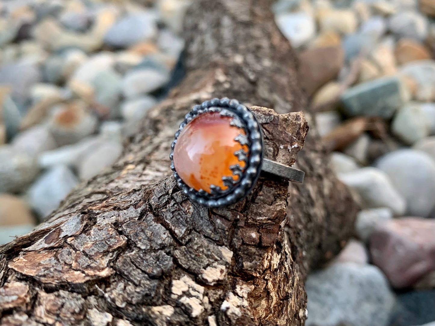 Carnelian Sterling Stacker Ring (1 pc.) Sz. 7