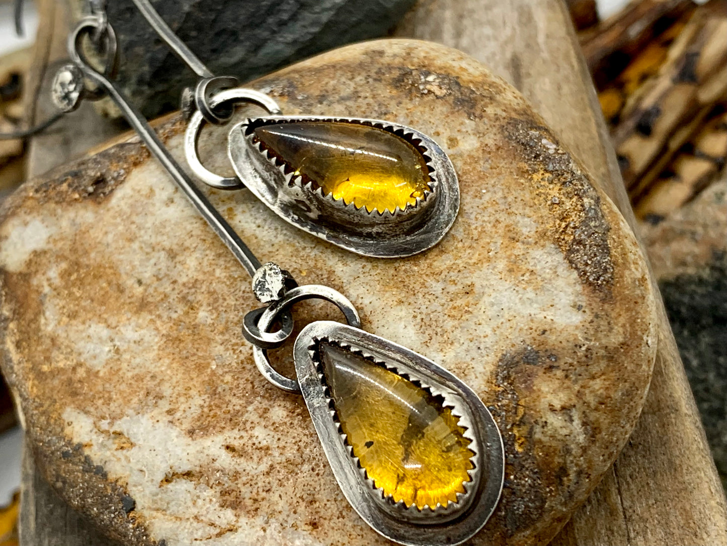 Sterling Silver Amber Earrings