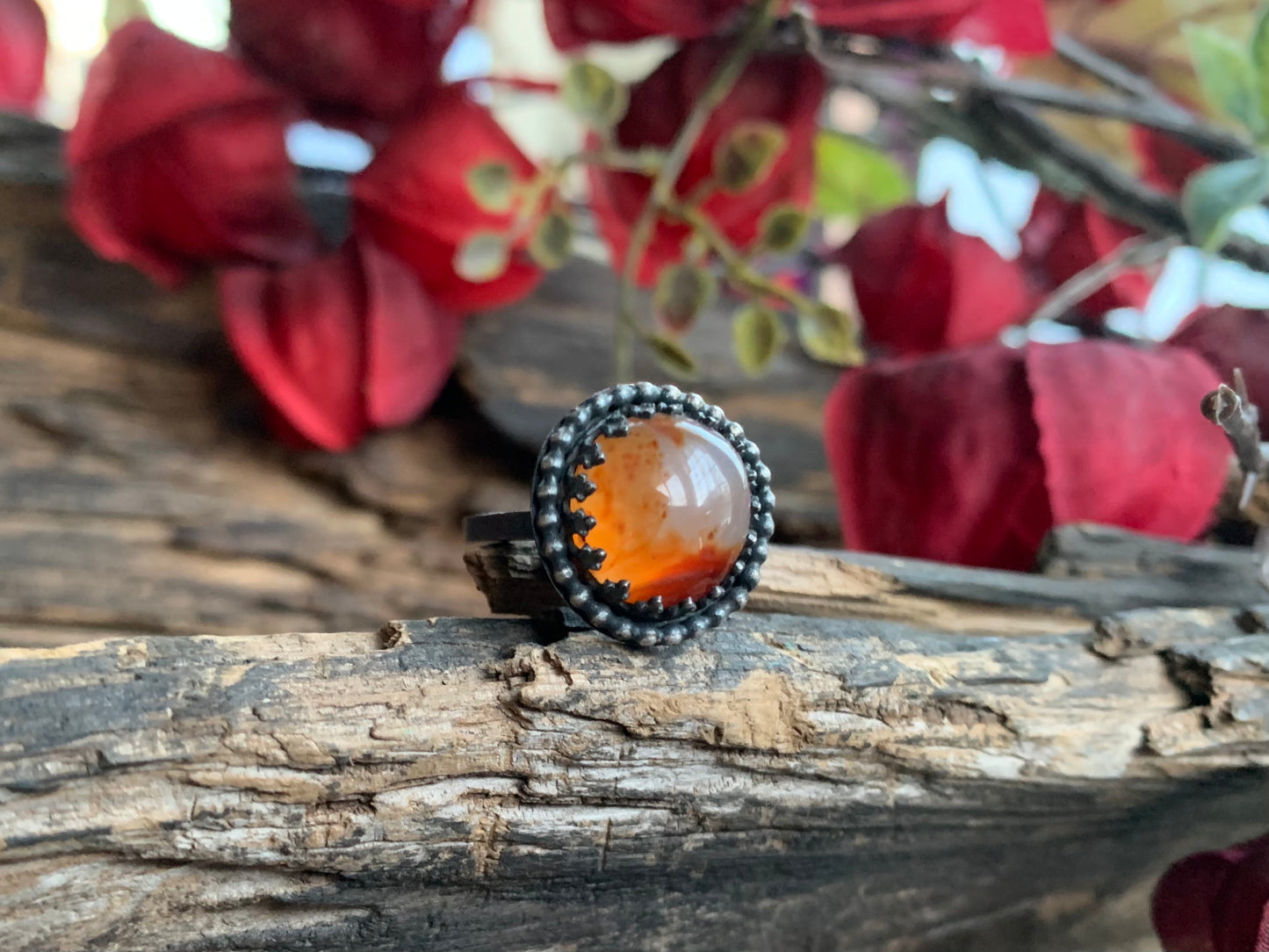 Carnelian Sterling Stacker Ring (1 pc.) Sz. 7